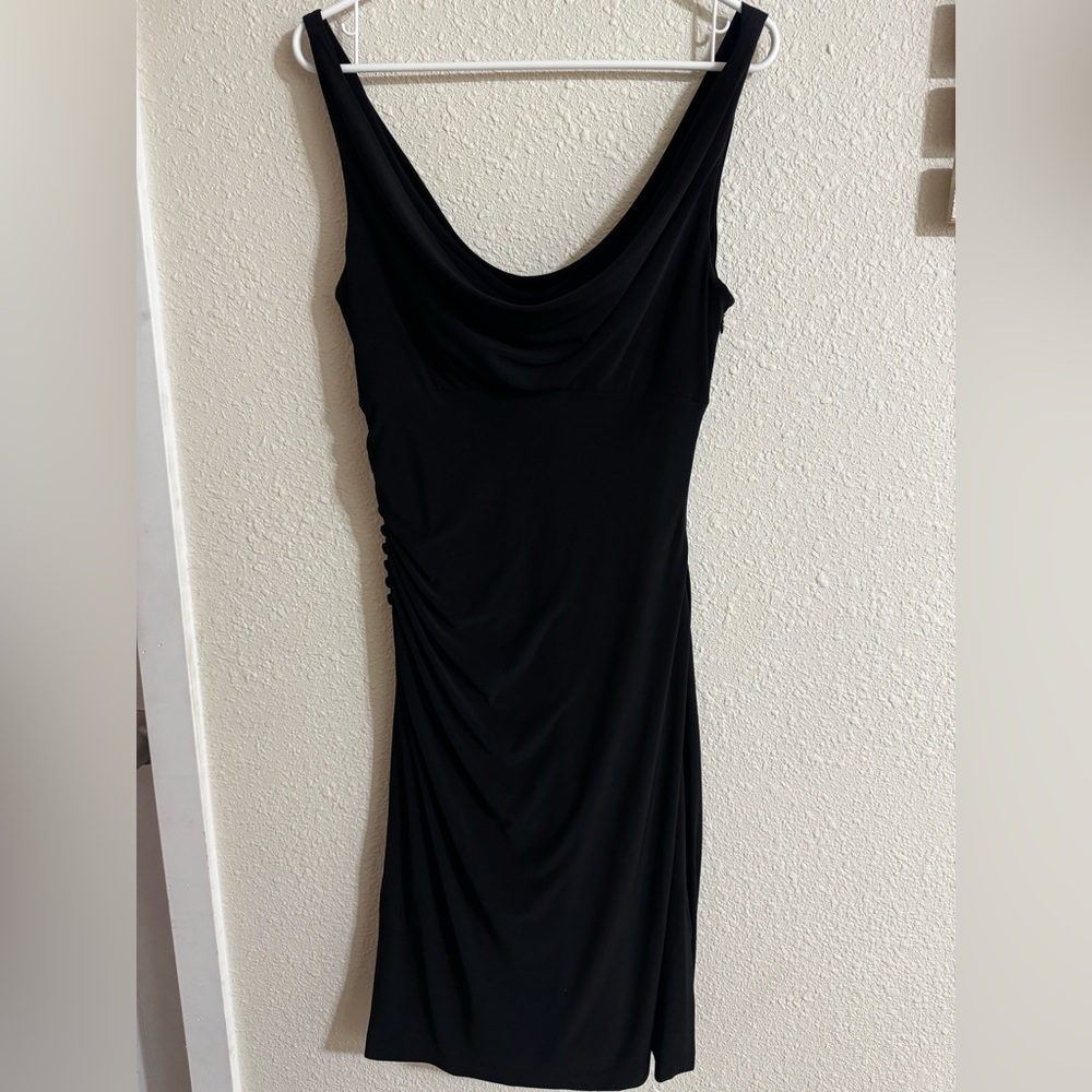 White House Black Market Black One-Shoulder Draped Cowl Dress